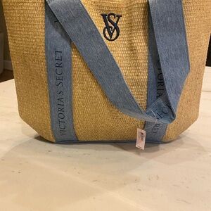 Victoria's Secret Beige and Denim Tote
